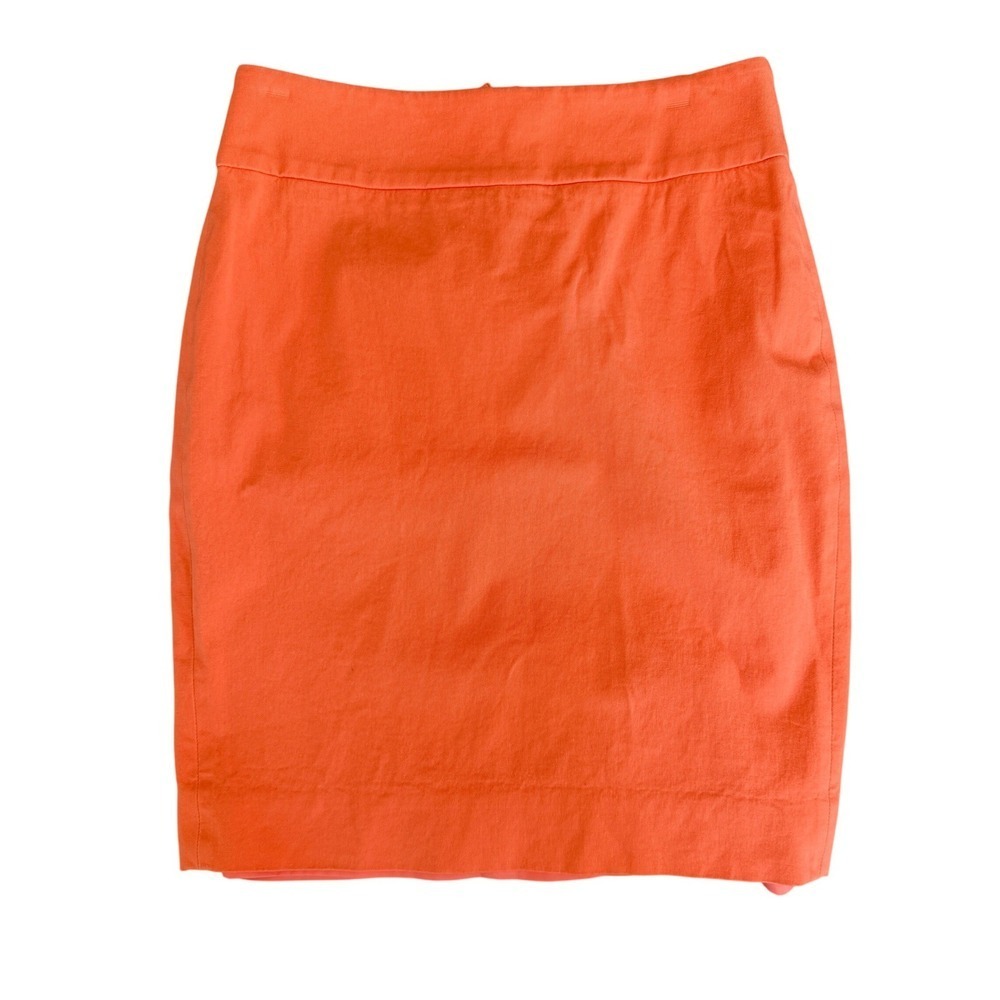 J Crew No 2 Pencil Skirt Size 4 Petite Coral Orange Stretch Career Office Summer